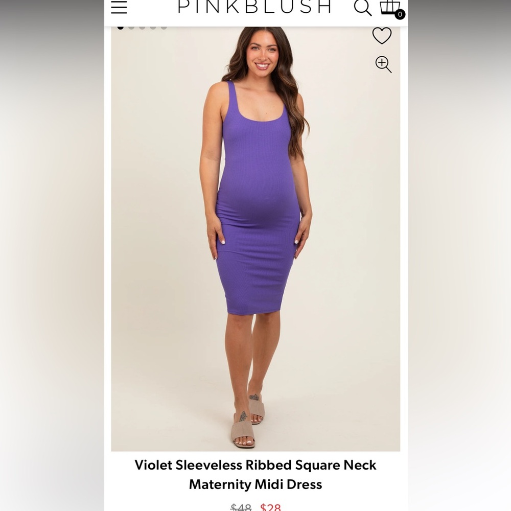 Violet sleeveless ribbed square neck maternity midi dress size Medium